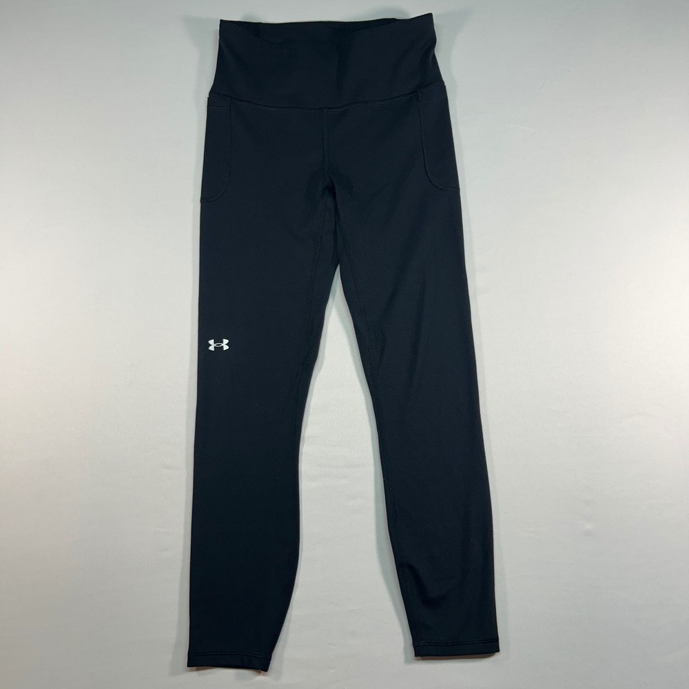 Under Armour Womens Black High Waisted Pocket Leggings Small Fitted Yoga Pants